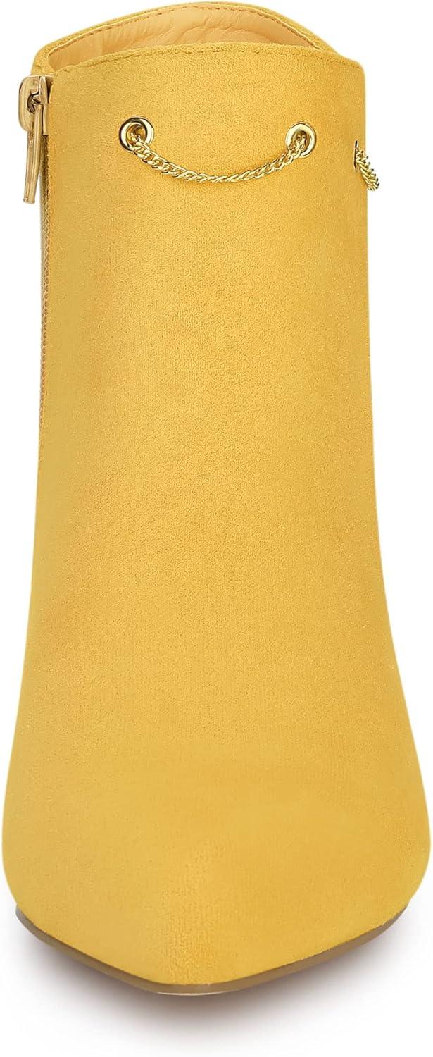 imageAllegra K Womens Pointed Toe Side Zip Stiletto Heel Ankle BootiesYellow
