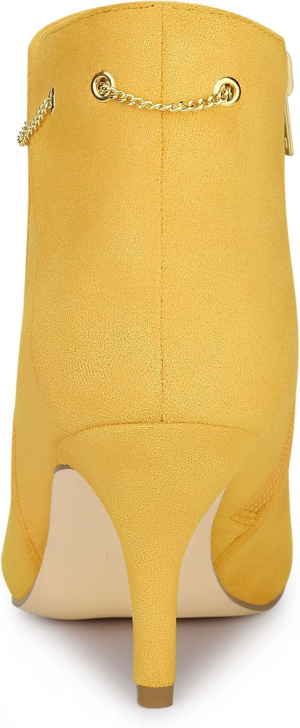 imageAllegra K Womens Pointed Toe Side Zip Stiletto Heel Ankle BootiesYellow