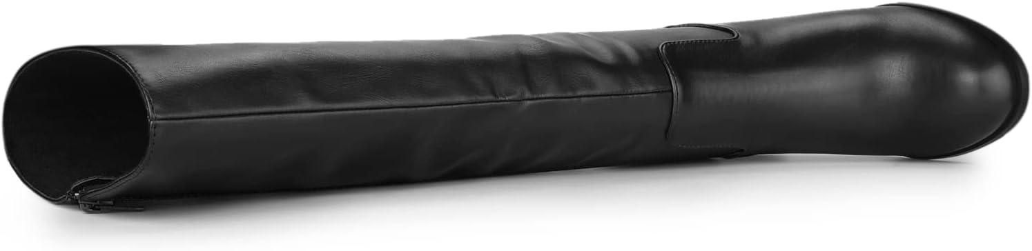 imageAllegra K Womens Round Toe Block Heeled Knee High BootsBlack