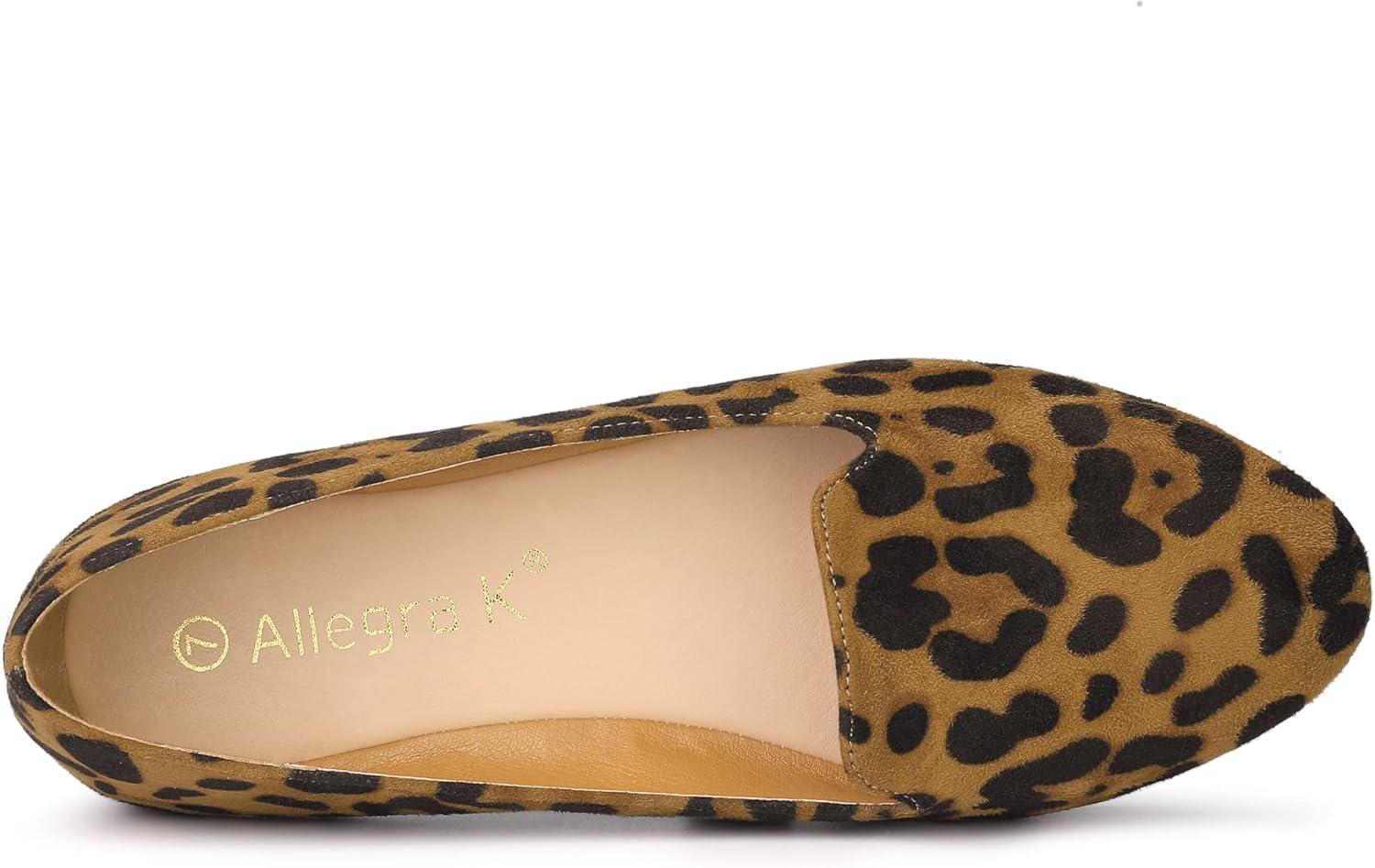 imageAllegra K Womens Round Toe Slip on Ballet Flats ShoesLeopard
