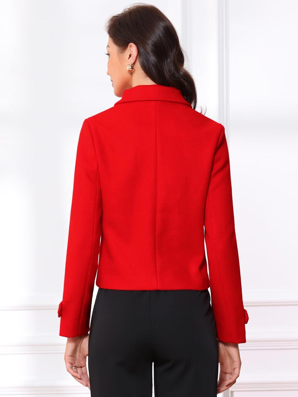 imageAllegra K Womens Turn Down Collar Long Sleeve Single Breasted Outwear Winter Pea CoatRed