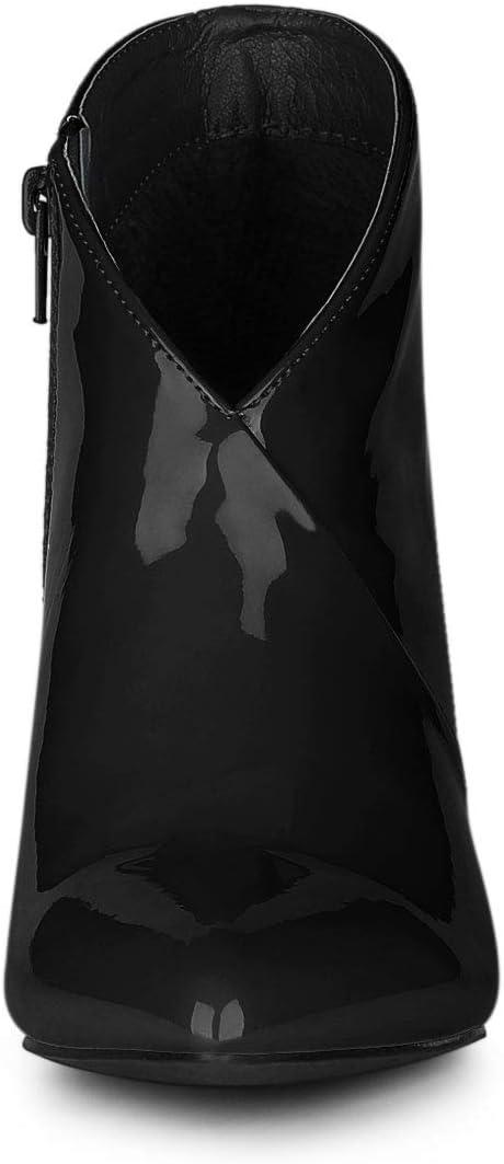 imageAllegra K Womens V Shape Pointed Toe Stiletto Heel Ankle BootsBlack