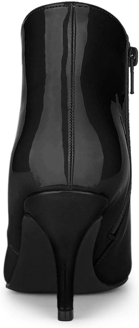 imageAllegra K Womens V Shape Pointed Toe Stiletto Heel Ankle BootsBlack