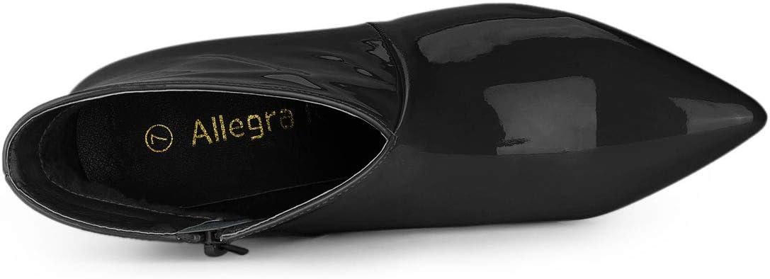 imageAllegra K Womens V Shape Pointed Toe Stiletto Heel Ankle BootsBlack