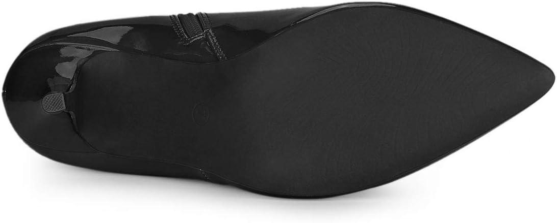 imageAllegra K Womens V Shape Pointed Toe Stiletto Heel Ankle BootsBlack