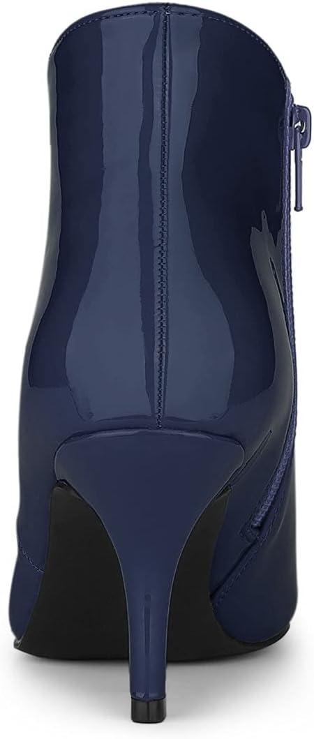 imageAllegra K Womens V Shape Pointed Toe Stiletto Heel Ankle BootsDark Blue