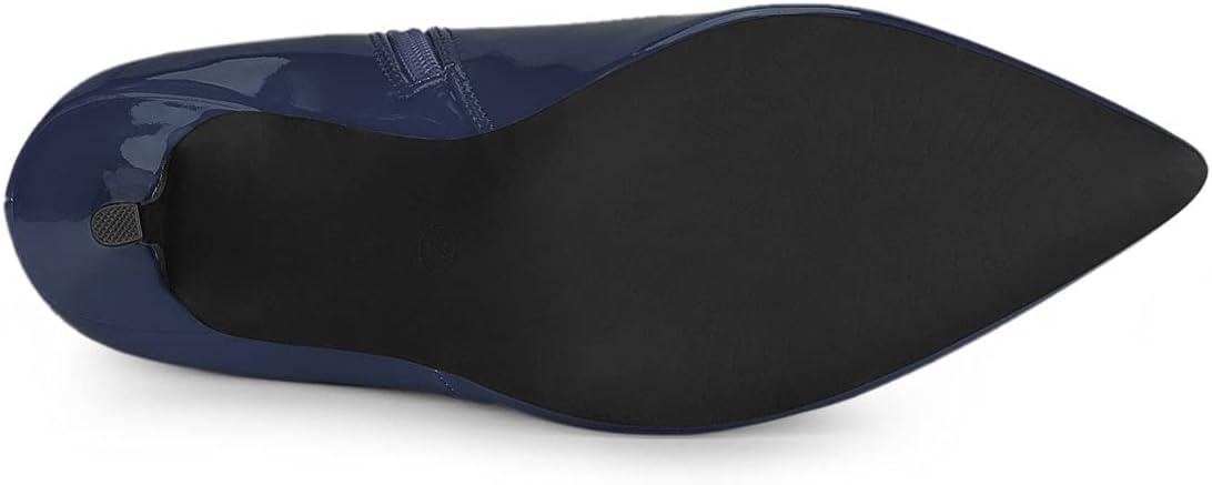 imageAllegra K Womens V Shape Pointed Toe Stiletto Heel Ankle BootsDark Blue