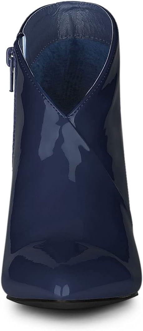 imageAllegra K Womens V Shape Pointed Toe Stiletto Heel Ankle BootsDark Blue