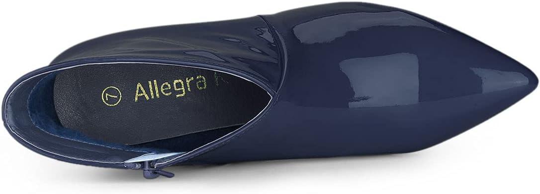 imageAllegra K Womens V Shape Pointed Toe Stiletto Heel Ankle BootsDark Blue