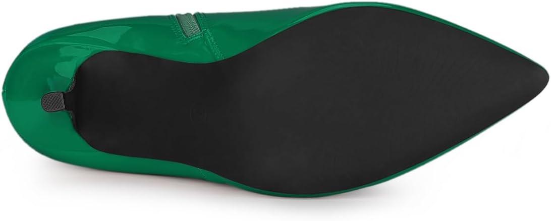 imageAllegra K Womens V Shape Pointed Toe Stiletto Heel Ankle BootsGreen