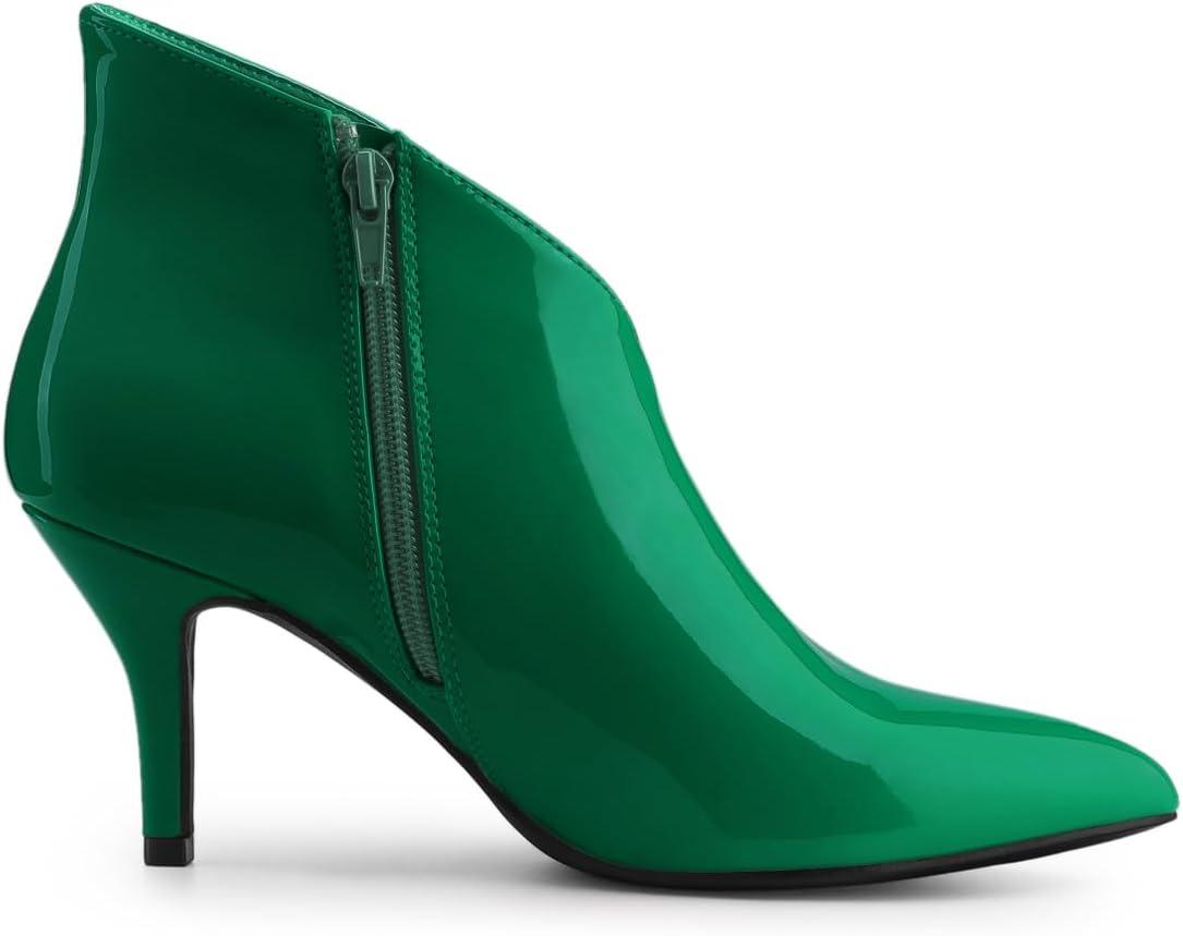 imageAllegra K Womens V Shape Pointed Toe Stiletto Heel Ankle BootsGreen