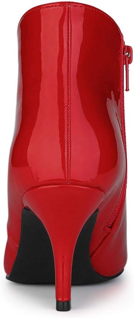 imageAllegra K Womens V Shape Pointed Toe Stiletto Heel Ankle BootsRed