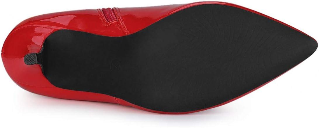 imageAllegra K Womens V Shape Pointed Toe Stiletto Heel Ankle BootsRed