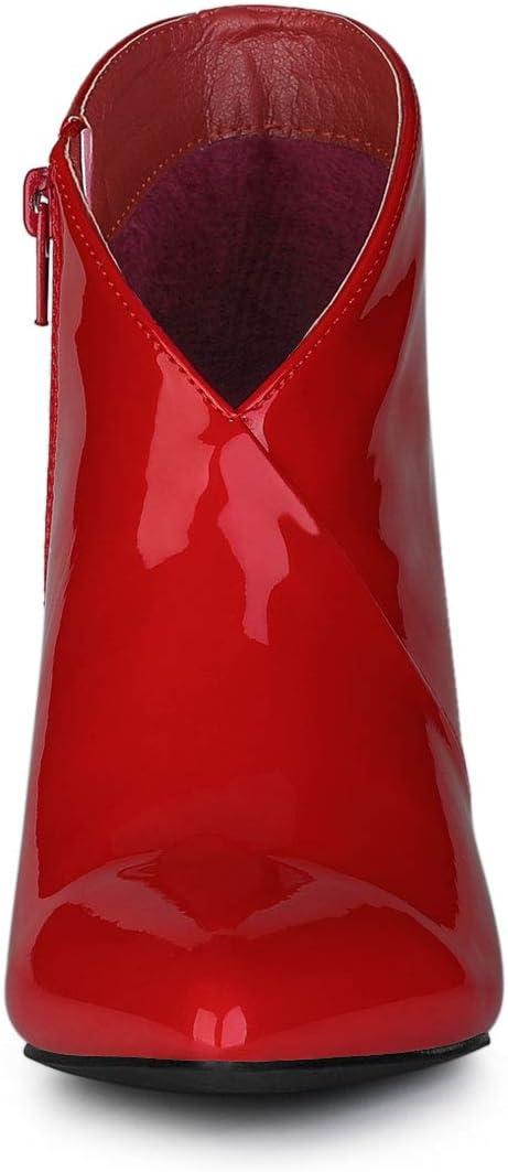 imageAllegra K Womens V Shape Pointed Toe Stiletto Heel Ankle BootsRed