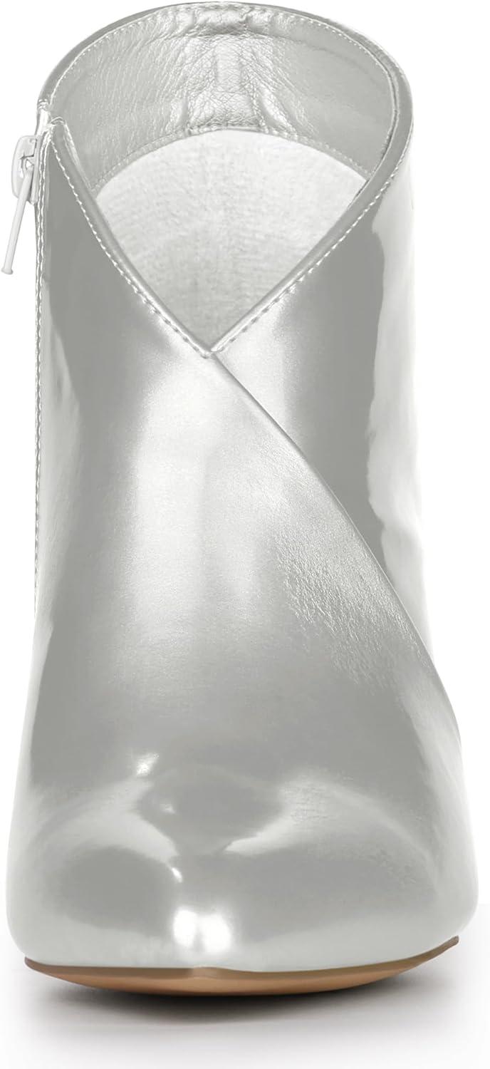 imageAllegra K Womens V Shape Pointed Toe Stiletto Heel Ankle BootsSilver