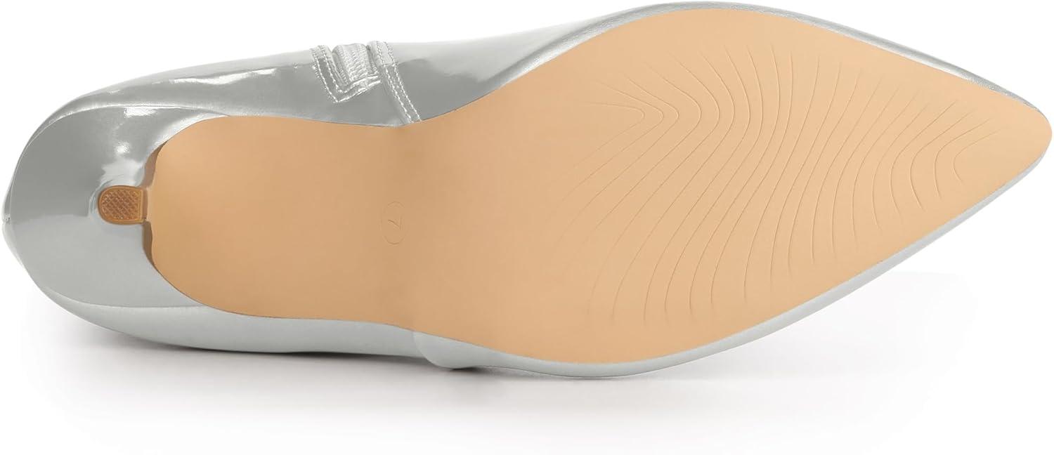 imageAllegra K Womens V Shape Pointed Toe Stiletto Heel Ankle BootsSilver