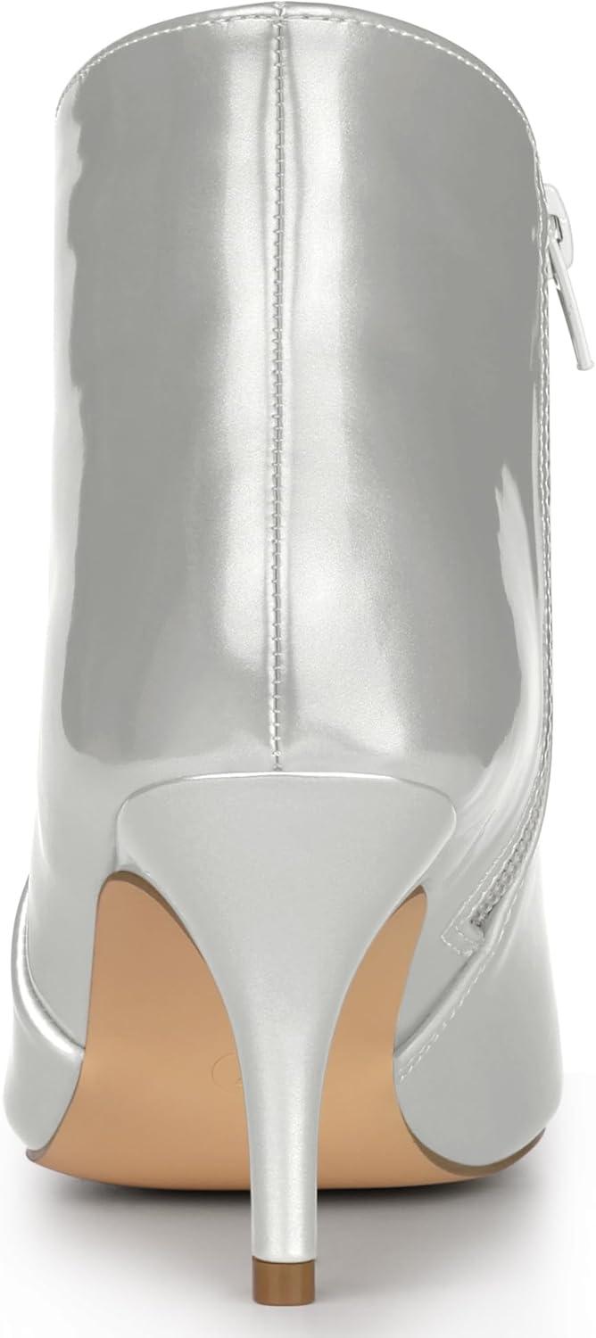 imageAllegra K Womens V Shape Pointed Toe Stiletto Heel Ankle BootsSilver