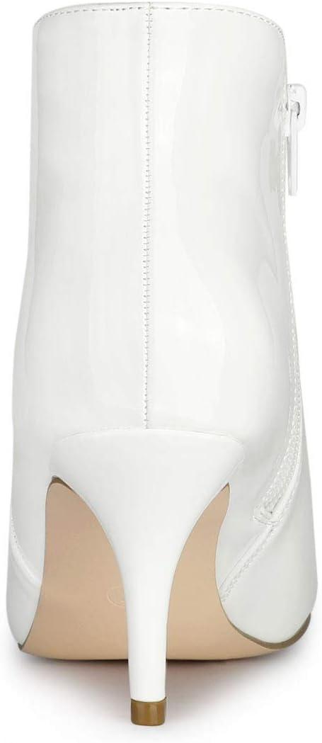 imageAllegra K Womens V Shape Pointed Toe Stiletto Heel Ankle BootsWhite