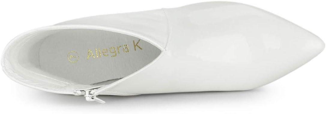 imageAllegra K Womens V Shape Pointed Toe Stiletto Heel Ankle BootsWhite