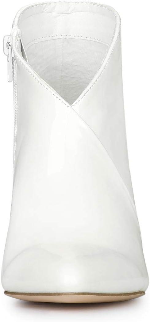 imageAllegra K Womens V Shape Pointed Toe Stiletto Heel Ankle BootsWhite