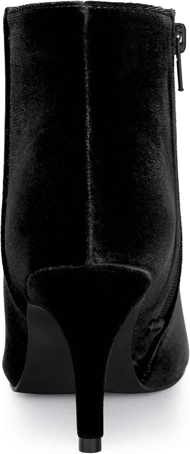 imageAllegra K Womens Velvet Pointy Toe Stiletto Heels Ankle BootsBlack