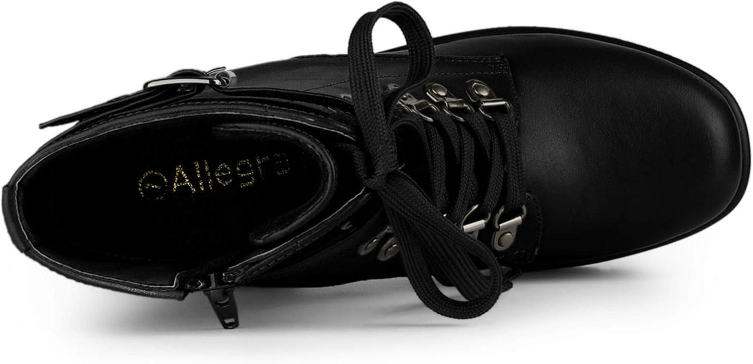 imageAllegra K Womens Zip Chunky Heel Platform Ankle Combat BootsBlack