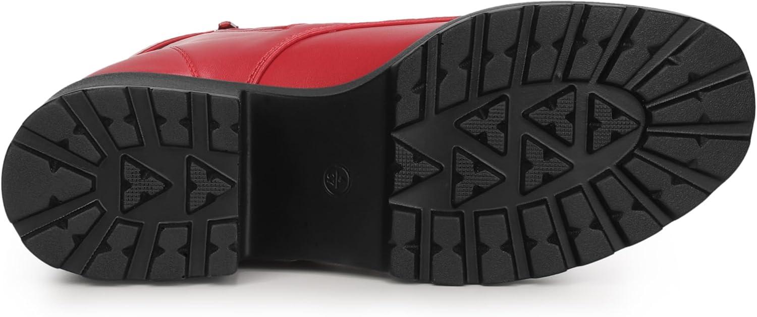 imageAllegra K Womens Zip Chunky Heel Platform Ankle Combat BootsRed