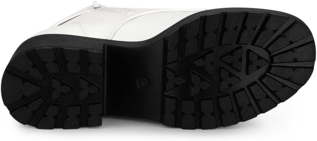 imageAllegra K Womens Zip Chunky Heel Platform Ankle Combat BootsWhite