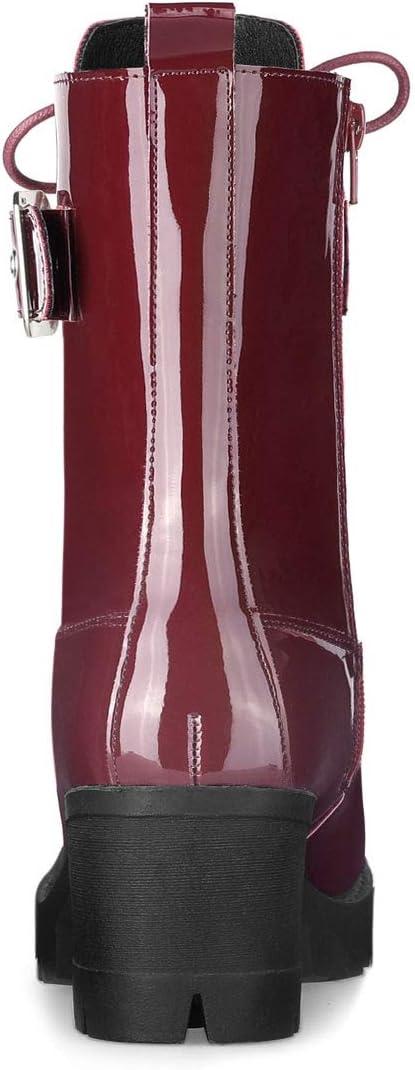 imageAllegra K Womens Zip Platform Chunky Heel Combat BootsBurgundy