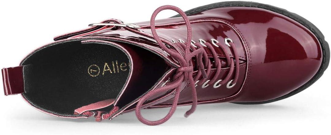 imageAllegra K Womens Zip Platform Chunky Heel Combat BootsBurgundy