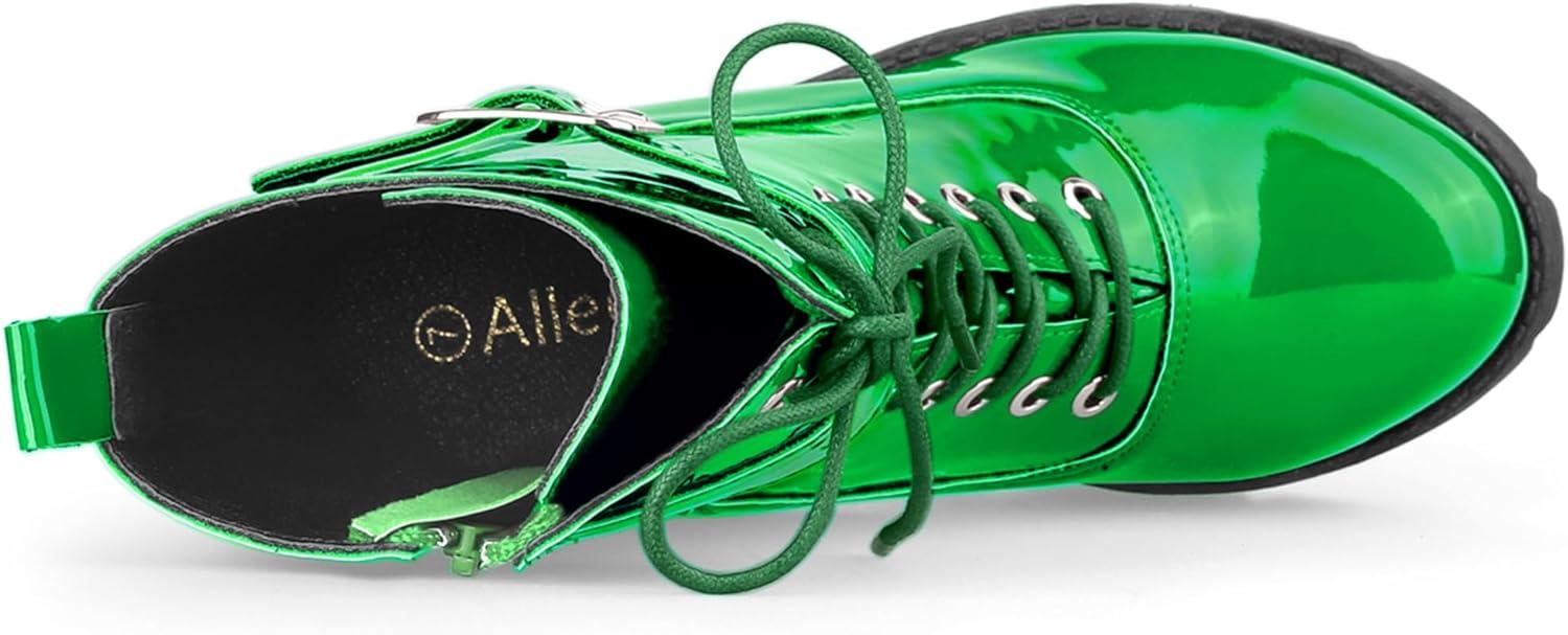 imageAllegra K Womens Zip Platform Chunky Heel Combat BootsGreen