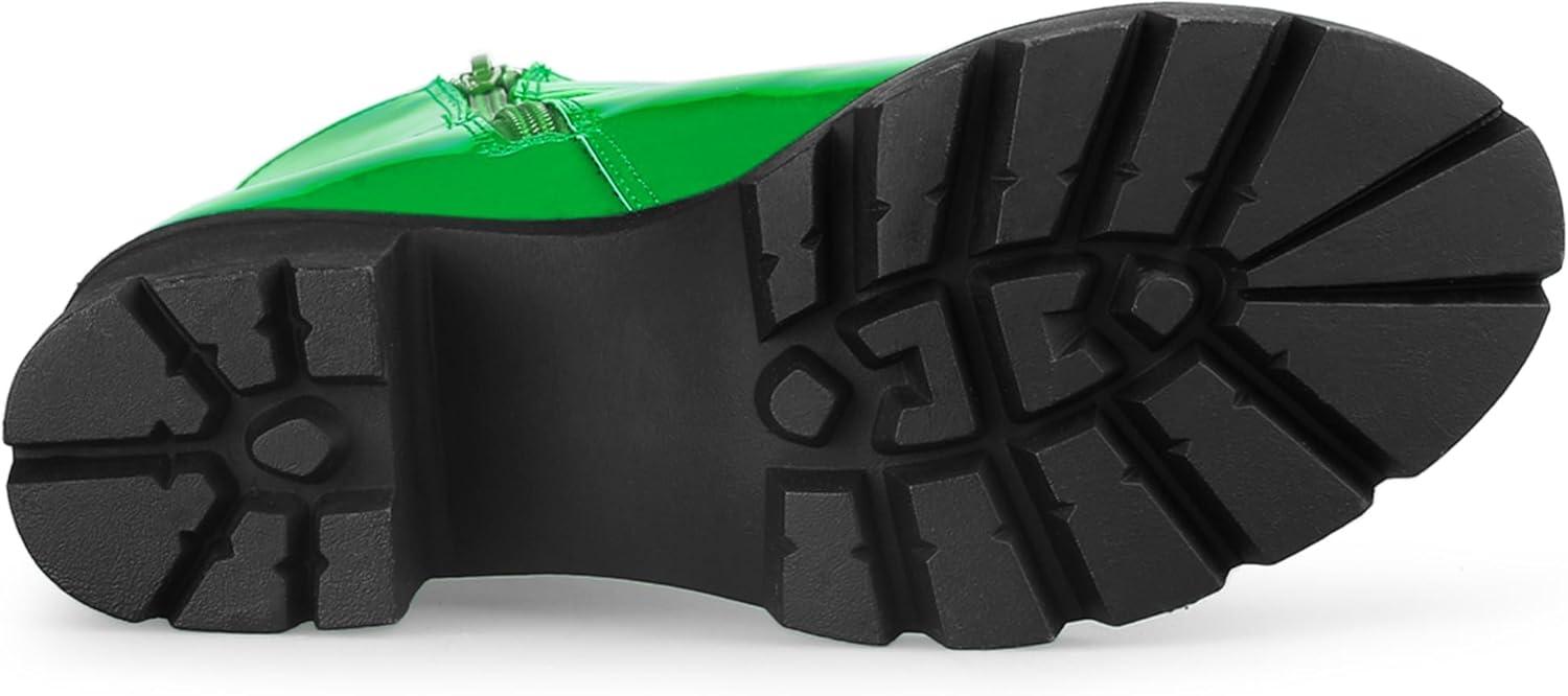 imageAllegra K Womens Zip Platform Chunky Heel Combat BootsGreen