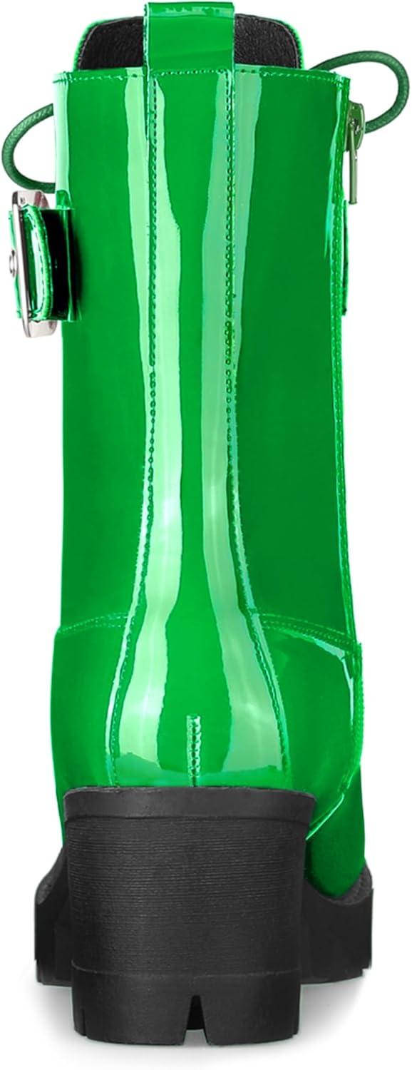 imageAllegra K Womens Zip Platform Chunky Heel Combat BootsGreen