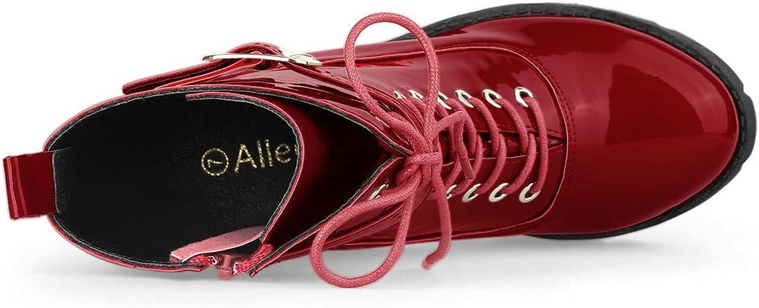 imageAllegra K Womens Zip Platform Chunky Heel Combat BootsRed