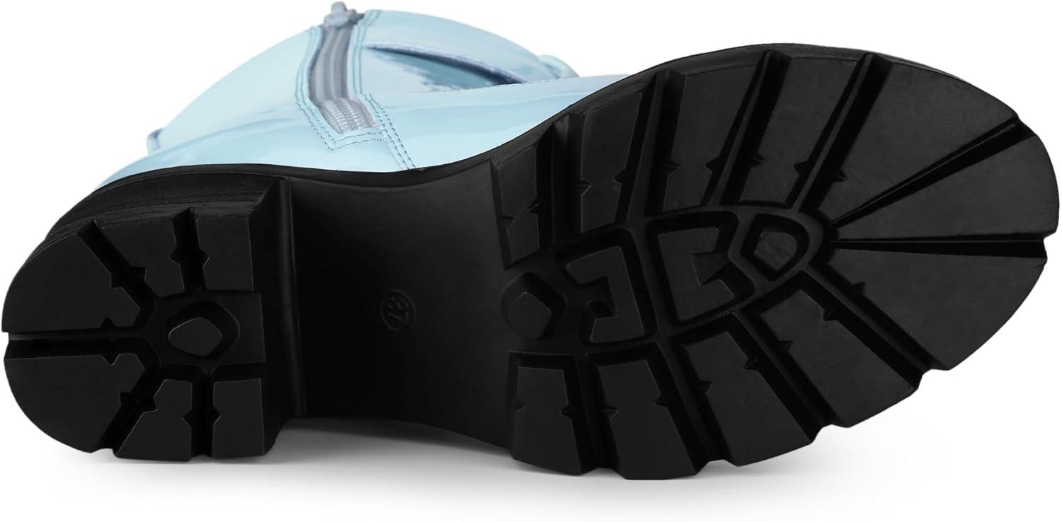 imageAllegra K Womens Zip Platform Chunky Heel Combat BootsSky Blue