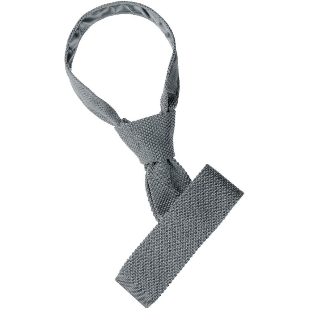 imageAllegra K Mens SelfTied Solid Color Skinny Flat Tips Designed Knit TiesDeep Gray