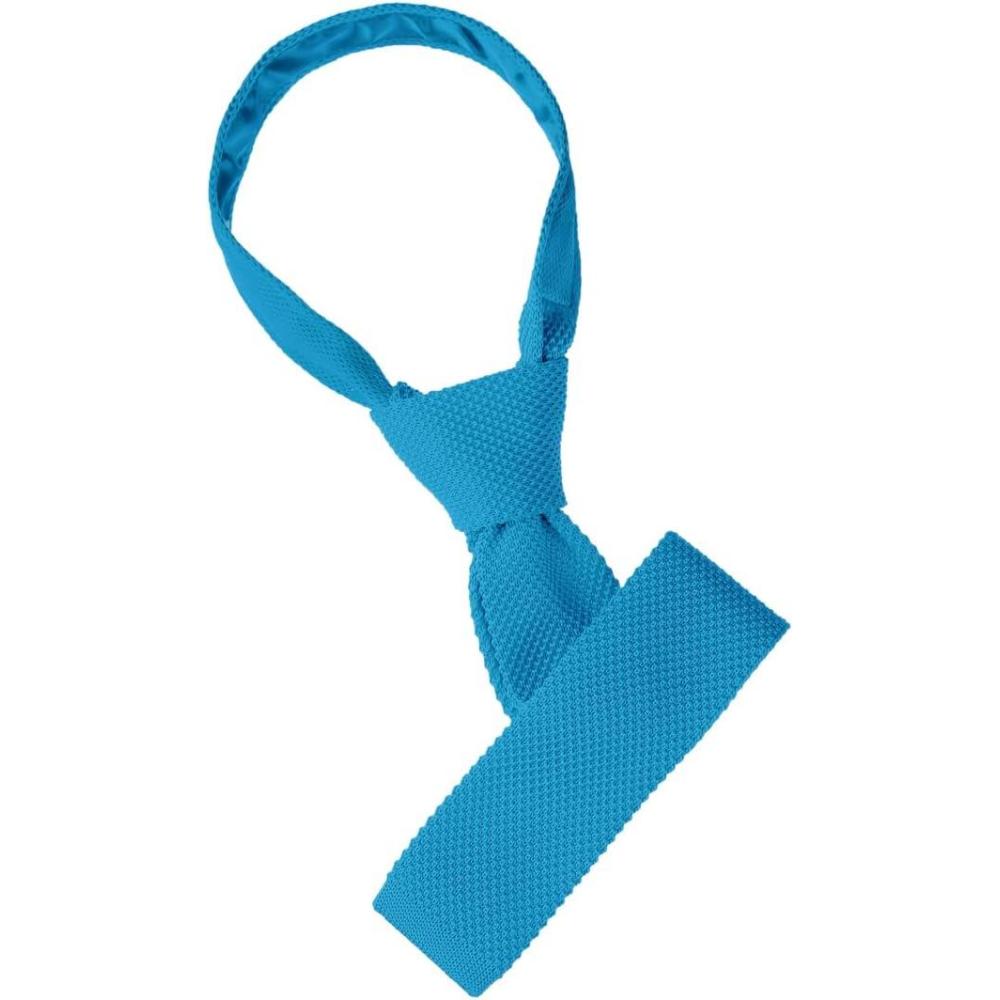 imageAllegra K Mens SelfTied Solid Color Skinny Flat Tips Designed Knit TiesLight Blue