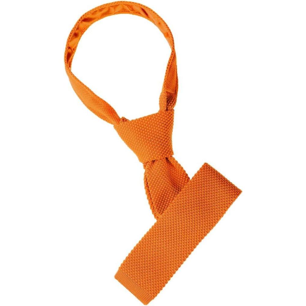 imageAllegra K Mens SelfTied Solid Color Skinny Flat Tips Designed Knit TiesOrange
