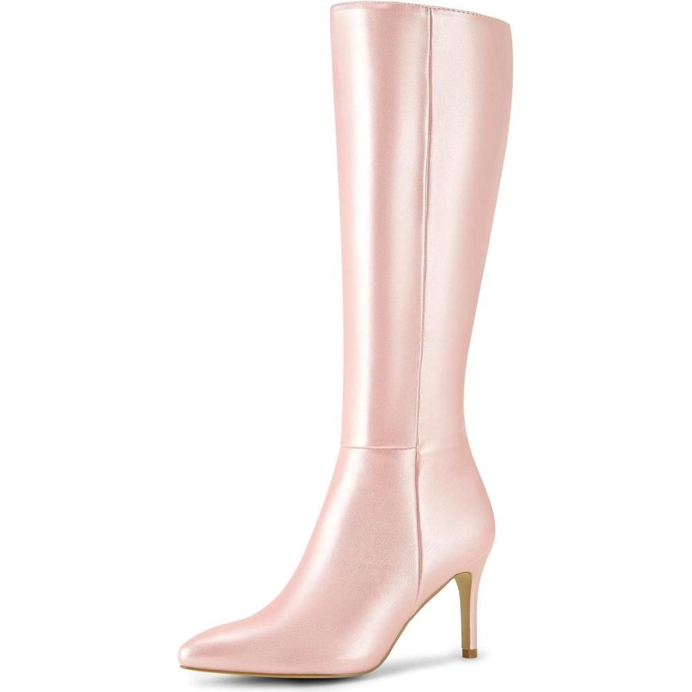 imageAllegra K Womens High Heels Pointed Toe Stiletto Heel Knee High BootsPink