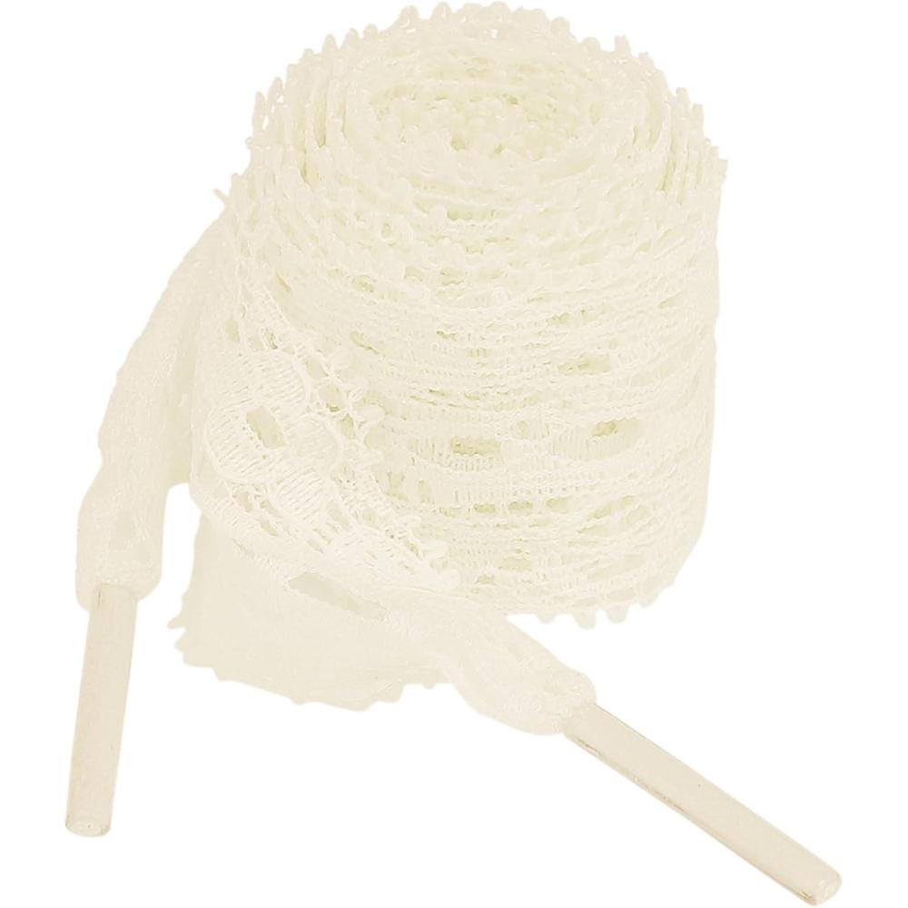 imageAllegra K Womens Lace Hollow Flower Embroidered Shoestrings Extra Wide Flat Shoe Laces for Sneakers 2 PairsBeige