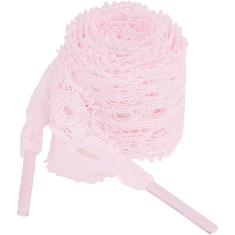 imageAllegra K Womens Lace Hollow Flower Embroidered Shoestrings Extra Wide Flat Shoe Laces for Sneakers 2 PairsPink