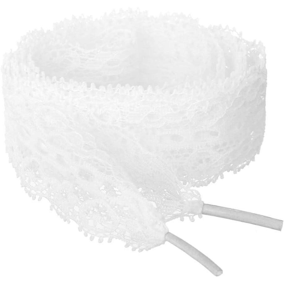 imageAllegra K Womens Lace Hollow Flower Embroidered Shoestrings Extra Wide Flat Shoe Laces for Sneakers 2 PairsWhite