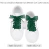 imageAllegra K 2 Pairs Flat Snow Yarn Shoelaces 25cm4cm Wide Transparent Shoe Laces for SneakersDark Green
