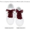 imageAllegra K 2 Pairs Flat Snow Yarn Shoelaces 25cm4cm Wide Transparent Shoe Laces for SneakersDark Wine Red