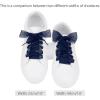 imageAllegra K 2 Pairs Flat Snow Yarn Shoelaces 25cm4cm Wide Transparent Shoe Laces for SneakersNavy Blue