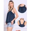imageAllegra K Casual Sleeveless Top for Womens Square Neck Panel Lace Ruffles Tank TopsDark Blue