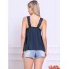 imageAllegra K Casual Sleeveless Top for Womens Square Neck Panel Lace Ruffles Tank TopsDark Blue