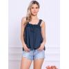 imageAllegra K Casual Sleeveless Top for Womens Square Neck Panel Lace Ruffles Tank TopsDark Blue