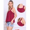 imageAllegra K Casual Sleeveless Top for Womens Square Neck Panel Lace Ruffles Tank TopsDark Red