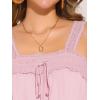 imageAllegra K Casual Sleeveless Top for Womens Square Neck Panel Lace Ruffles Tank TopsPink